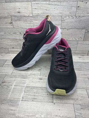 Hoka One One Bondi 7 Black Pink Gray Running Shoes Sneakers Women Size 6