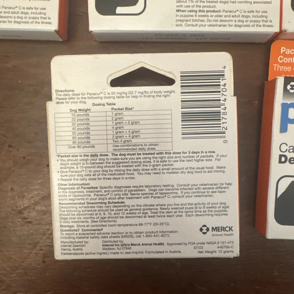 10x Panacur C 4 gram Canine 40lbs Dewormer Treatment 3 packets Per Box Exp 06/27 - Image 3 of 4