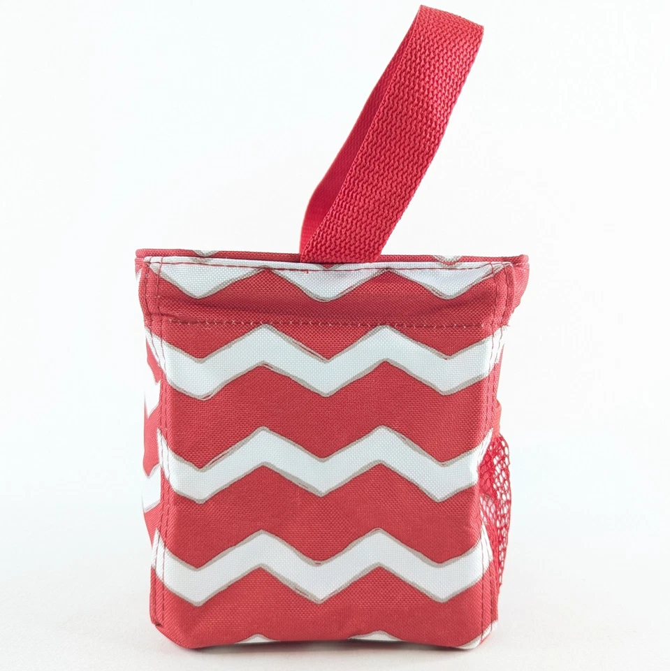 "Bolso de Mano Thirty-One Rojo Blanco Chevron Littles Carry-All Caddy 6"" Cubo Utility" Foto 2 de 4