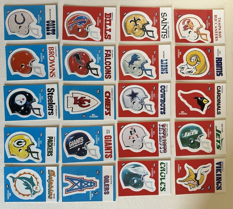 NFL Helmet Logo Fleer Sticers (20) 1987 and 1988; Schedules On The Other Side