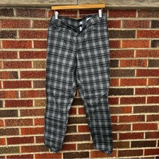 Nine West Gray and Black Plaid Mid Rise Heidi Pull On Skinny Trousers Pants
