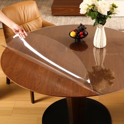 ETECHMART Clear Round Table Cover Protector 42'', Waterproof Transparent Thic...