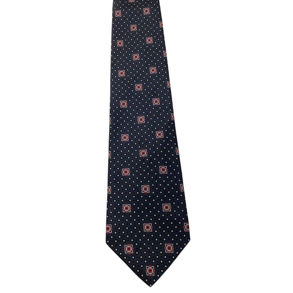 Corbata de seda para hombre HILDITCH & KEY diseñador gris geométrico/marfil usada en excelente estado rara Foto 2 de 3