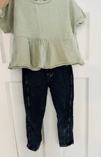 Tucker & Tate Girls Jeggings Dark Blue Sz. 4 & STEM Cotton Crop T-shirt Sz. 3