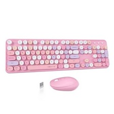 Colorful Computer Wireless Keyboard Mice Combo, Retro Typewriter Pink-colorful