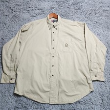 Vintage Chaps Ralph Lauren Shirt Mens XL Button Down Long Sleeve Beige Tan Crest