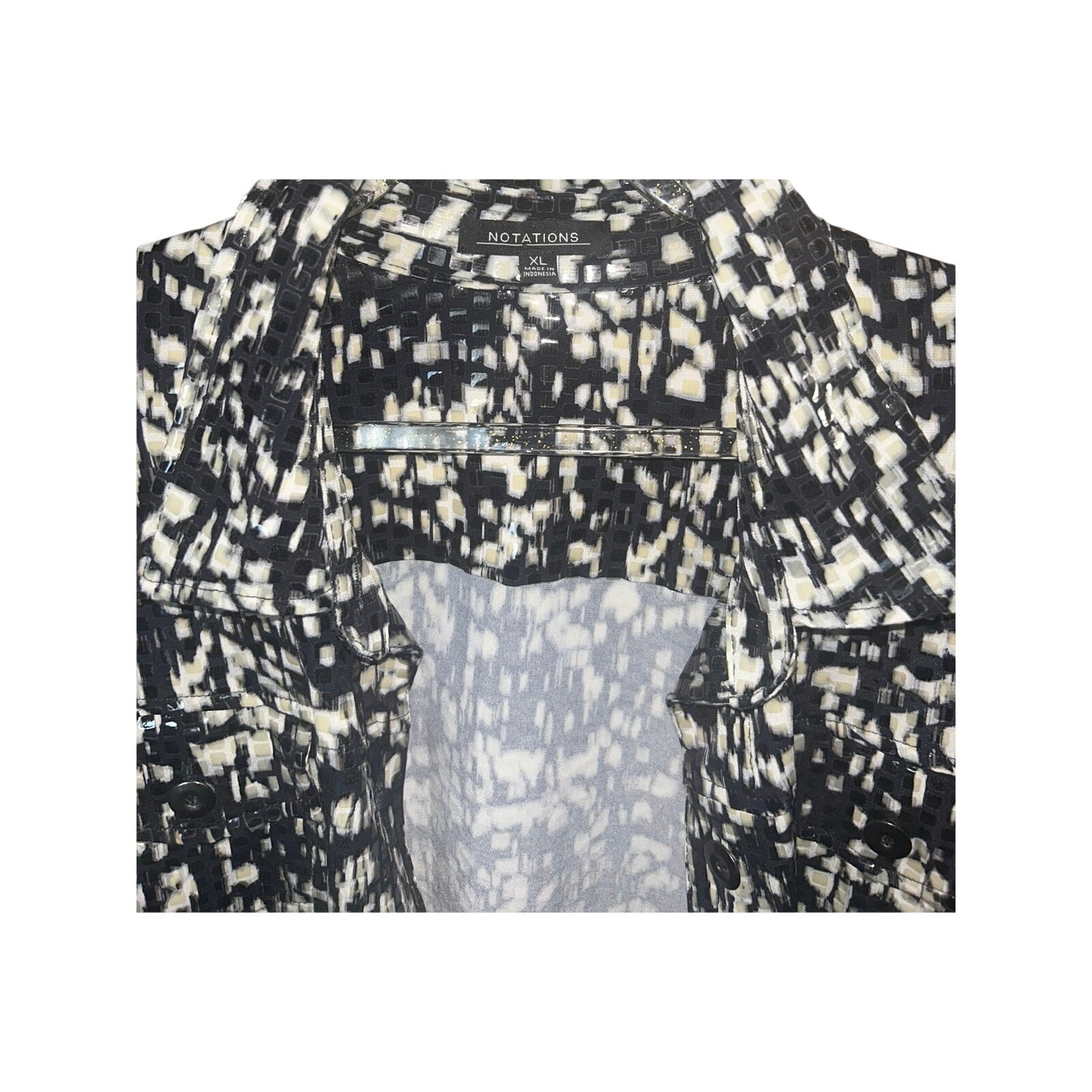 Notations Black Cream Light Sequin Button Up Jack… - image 9