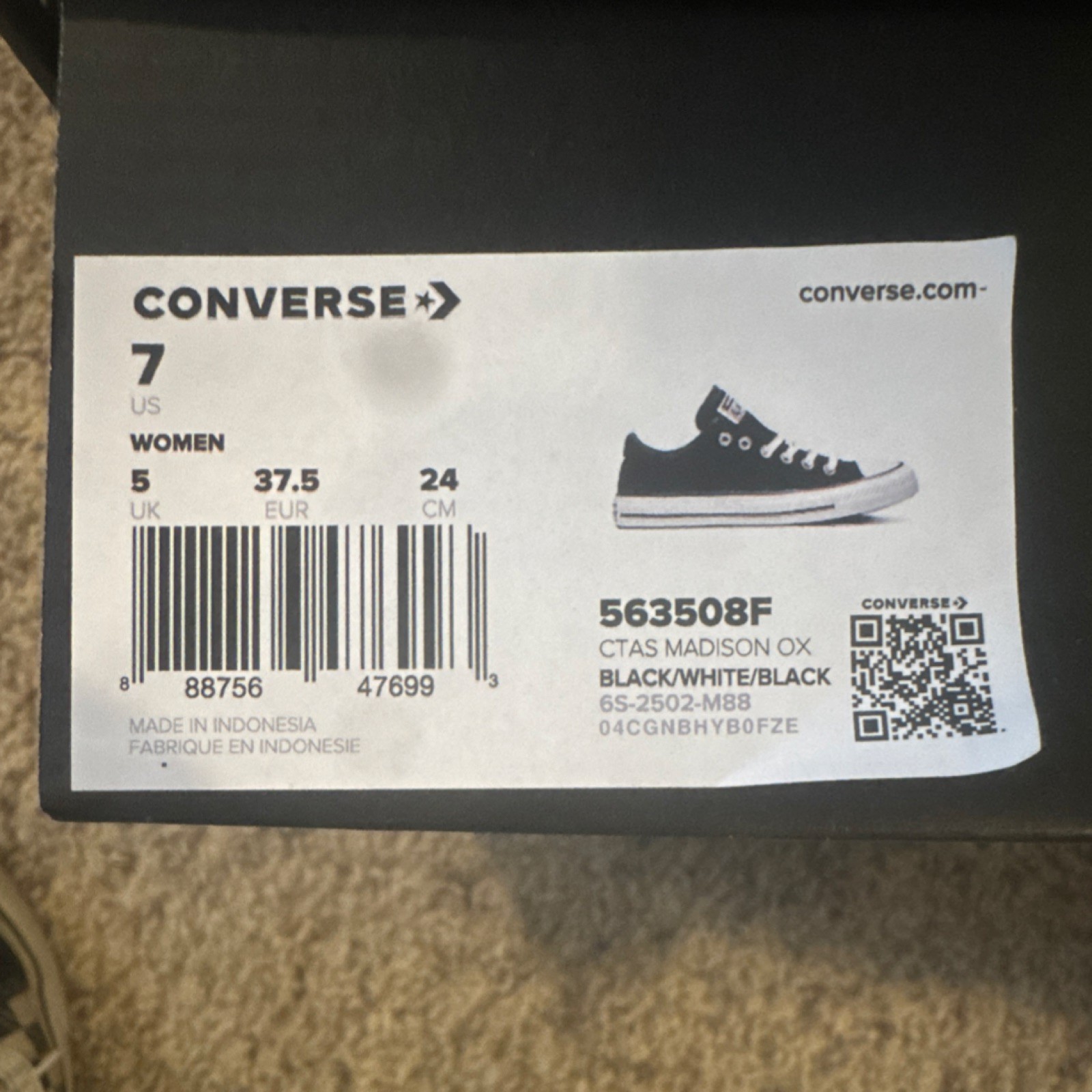 Converse Chuck Taylor All Star Madison Women's 7-  Black White Low Sneaker  thumbnail 12