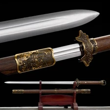 Chinese Kung Fu Double Edge Sword Tai Chi Jian 1095 Carbon Steel Blade Full Tang