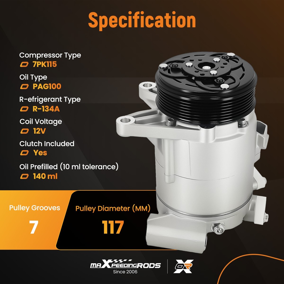 Air Compressor w/Clutch For Nissan Pathfinder 3.5L 2013-2015
