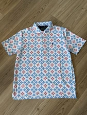 NWT William Murray Men The Wrig Medium Golf Polo Shirt Blue/Red/White