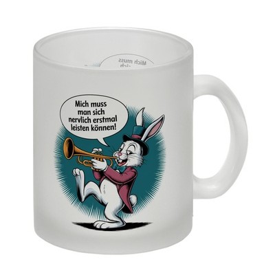Nerviger Hase Glas Tasse mit Trompete - bin nervig