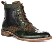 Justinreess England Teddy Brogue Toe Lcae Up Mens Boot In Black US 7 - 13