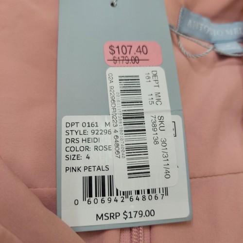 NWT Antonio Melani Womens 4 Pink Puff Sleeve Mini Dress Lightweight Summer - Picture 10 of 12