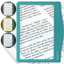5X Large LED Page Magnifier for Reading with 3 Color Lighting Modes & Anti-Glare