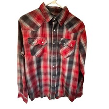 Levi's Mens Plaid Western Snap Button Long Sleeve Shirt Size S