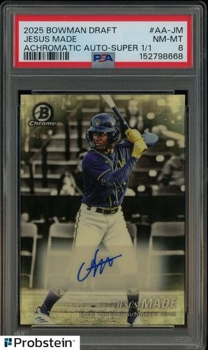 2025 Bowman Draft Chrome Achromatic Superfractor Jesus Made RC AUTO 1/1 PSA 8