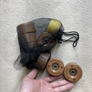 Vintage Mercury Skate Wheels Brown Very Hard Slick Set Of 8 + Bearings + Stopper