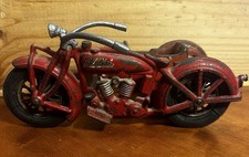 1930's Hubley Cast Iron INDIAN POLICE MOTORCYCLE w. SIDE CAR 9"