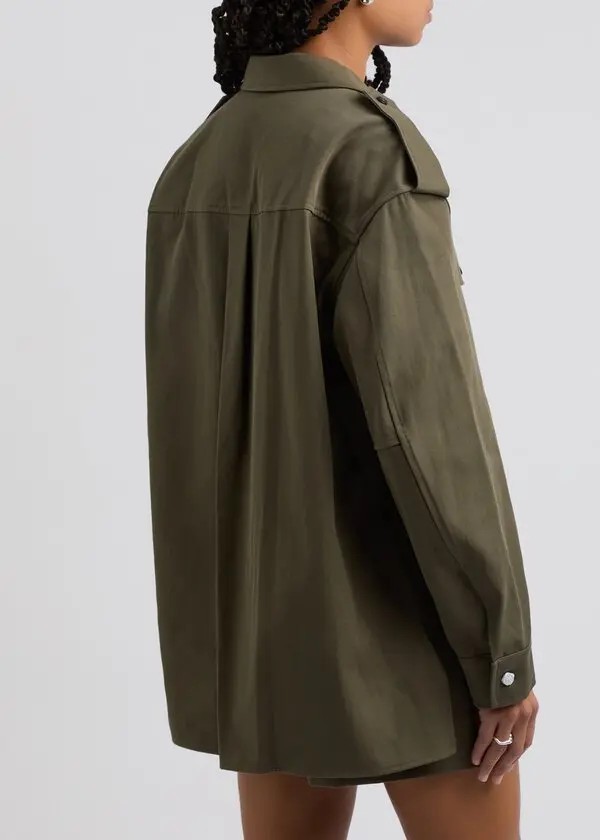 ALEXANDER WANG  Pleated Long Sleeve Romper Skort Playsuit US 8 Khaki Org $749 image 3