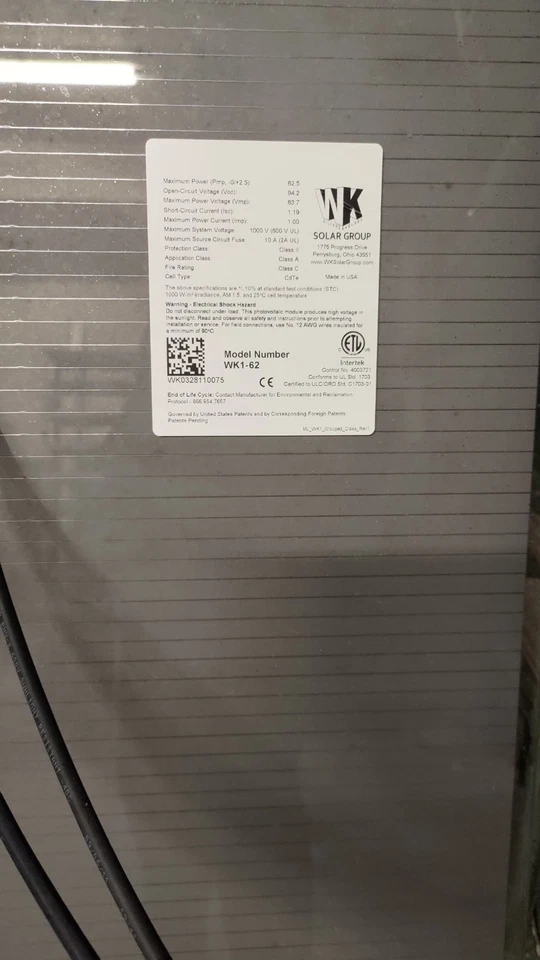 Solar Panel 65W Made in USA CdTe Thin-Film High Quality WK1-62 NIB - Image 3 of 4