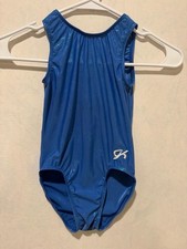 GK Elite Child Medium CM Blue Mystique Tank Gymnastics Leotard