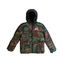 Nike Air Jordan Boy XL 13-15 Camo Hooded Puffer Jacket Full Zip Fleece Lined NWT