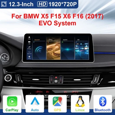 12,3" Linux Autoradio Apple CarPlay Android Auto USB Für BMW X5 F15 X6 F16 EVO - Bild 1 von 4