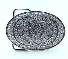 Fashion Men Women western classic Belt Buckle Silver Metal crystal rhinestones 8