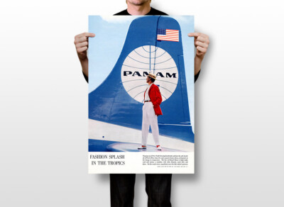 Pan Am Airlines Advertisement Original Vintage Wall Art Home