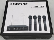 Phenyx Pro Pvt-2000 Wireless Microphone System, 4 Channel Vhf Wireless Mics