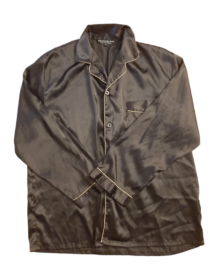 Alexander Del Rossa Palm Coast Florida men’s large pajama black satin top - Image 2 of 3