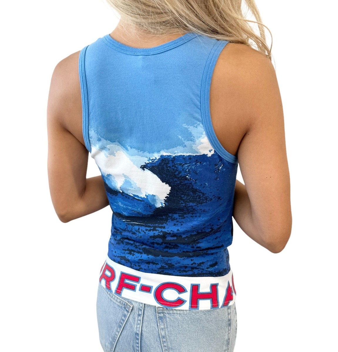 CHANEL Surf Vintage 02S CC Mark Big Logo Tank Top #42 Blue CHANEL Surf Vintage 02S CC Mark Big Logo Tank Top #42 Blue