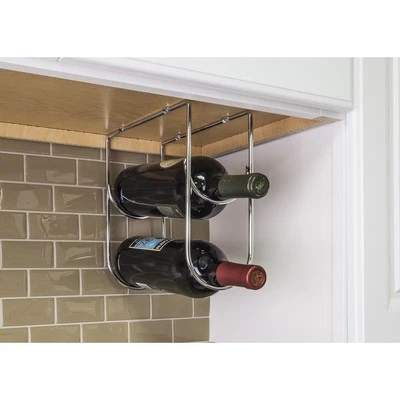 HARDWARE RESOURCES Polished Chrome Kitchen Under Cabinet Wine Vinegar Oil Bottle Holder Bar Rack