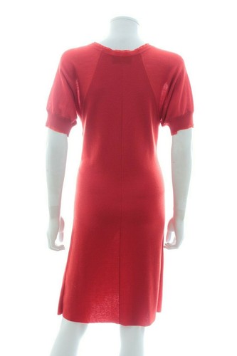 Yves Saint Laurent Gürtelt Kleid Aus Wolle / Rot - Bild 3 von 4