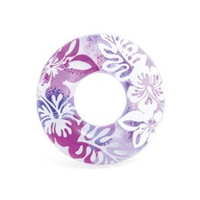 Intex Pool Float Tube Inflatable Swimming 36" D Clear Color Purple Flower Design