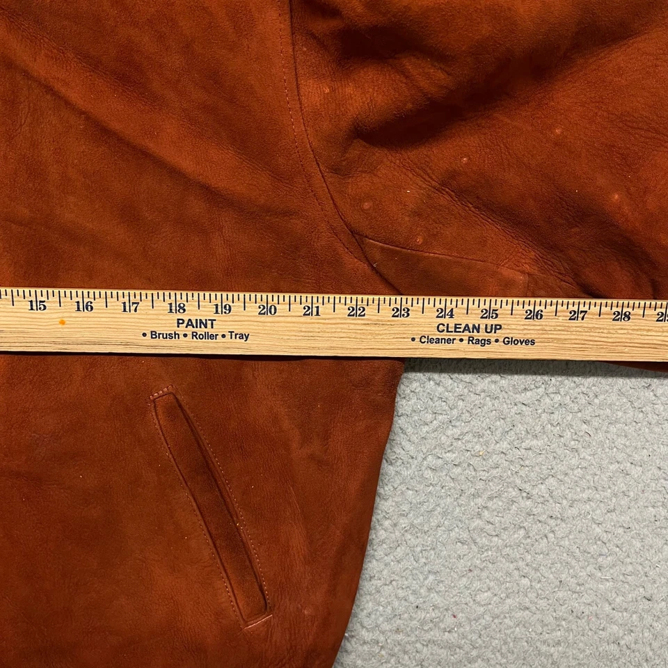 Chaqueta Bomber Gamuza Para Hombre L Naranja Verdadera Vintage Años 60 Cuero Conmar Retro Foto 3 de 4