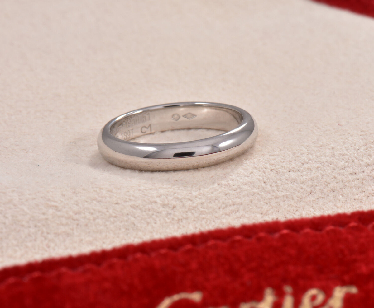 Cartier Platinum 1895 Wedding Band 3.5mm Ring Size 51 with Pouch
