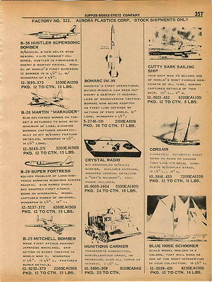 1961 ADVERT Aurora Plastic Model Cutty Sark Ship SSN Atomic Submarine Pirate