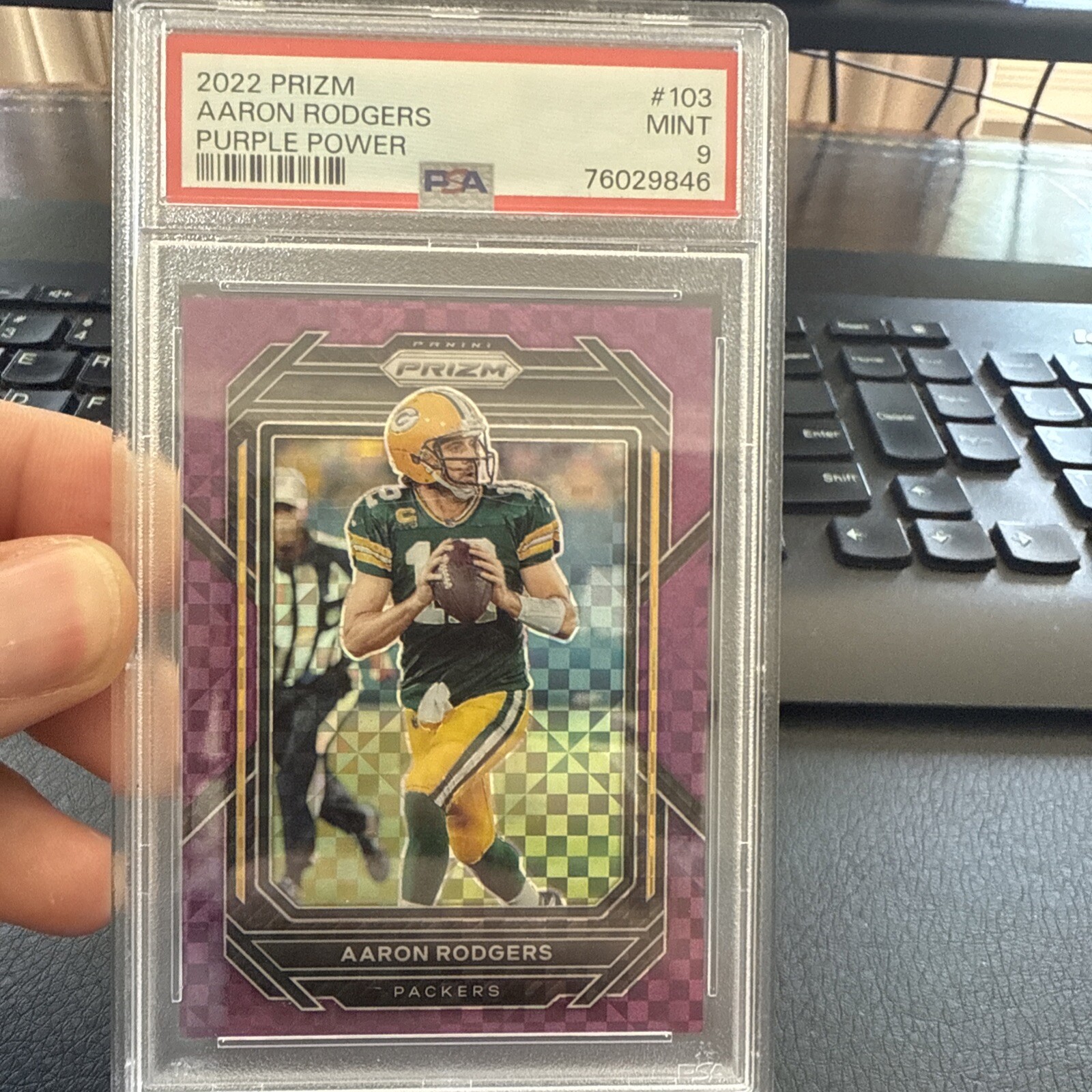 2022 Panini Prizm - Purple Power Prizm #103 Aaron Rodgers /49