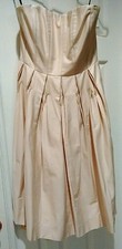 Calvin Klein Prom Dress Champagne Beige Tan 6 Strapless Formal Cocktail Pleated