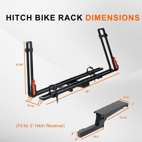 TOOENJOY 2" Receiver Pop-up Pin Hitch Mount Platform w/Two Foldable Bike Racks - Picture 34 of 41