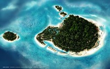Landscape art cgi nature island sea trees forest beach Custom Gaming Mat Desk