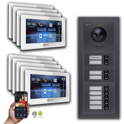 Goliath IP Video Türsprechanlage: 7-Zoll 9 Familienhaus, Smartphone App, Anthraz