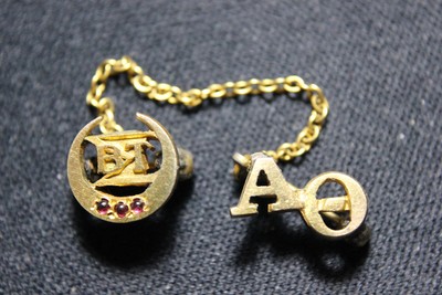 Vintage Tau Beta Sigma Fraternity Pin Birks Gold Filled