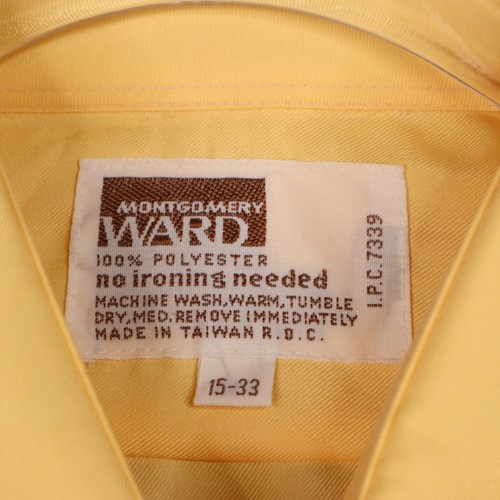 Vintage Montgomery Ward Shirt Mens 15-33 Yellow Lightweight 100% Polyester Disco - Picture 5 of 15