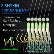 10 Paket 6-Haken Heringspaternoster 8-20# echte Fischhaut Perlen Heringsvorfach