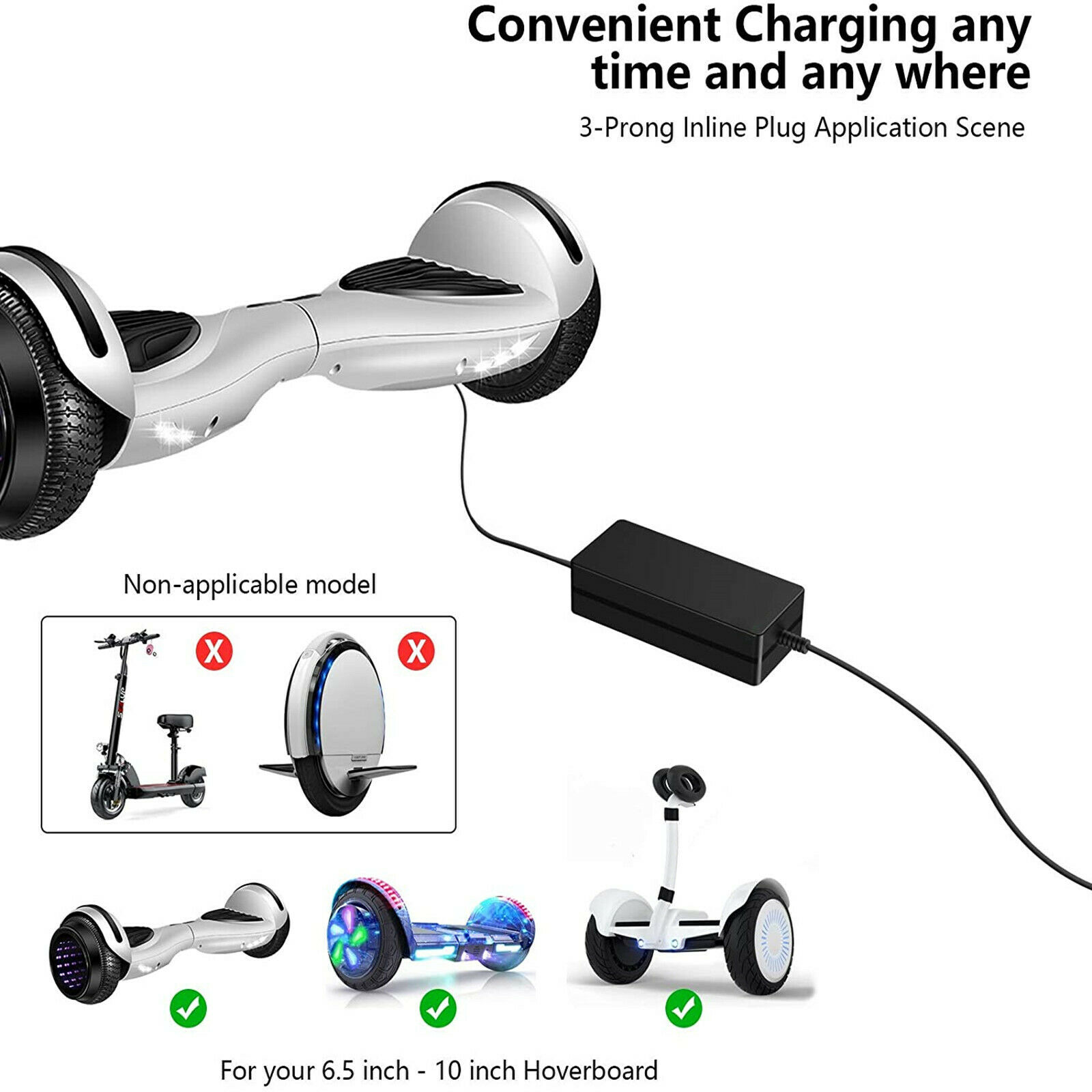 36V Hoverboard Charger For Segway Hausebell Bluefin Ameritoy Powerboard