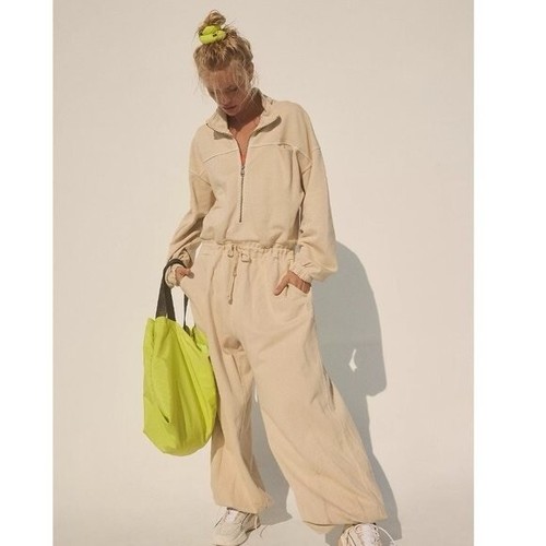 Free People Movement Cream Brightside Jumpsuit XS