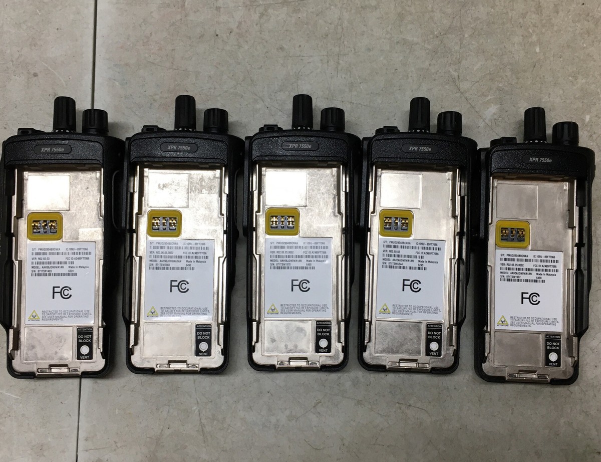 Lot of qty 5 Motorola XPR7550e VHF 136-174MHz Radios
